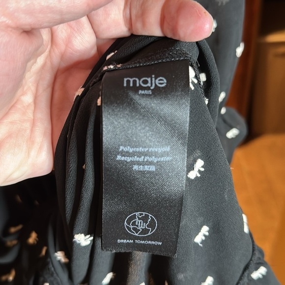 NWT Maje Rythonoeud Embroidered Bow Print Mini Dress Size 40 Size 10 - Picture 12 of 13